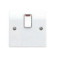 MK Electric Double Pole Switch White 20amp Flush Flex Outlet with Neon K5423WHI_base
