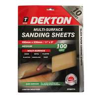 Dekton DT80774 10PC Multi-Surface Sanding Sheets 280mm x 230mm Medium 100 Grit_base