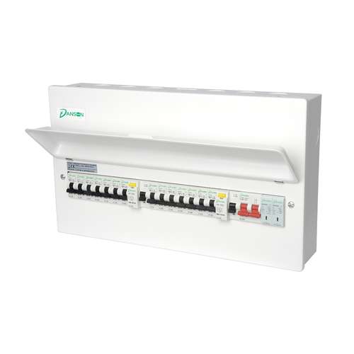 High Integrity Fully Loaded Consumer Units With Dual RCDS And Main Switch And T2 SPD 14 Ways