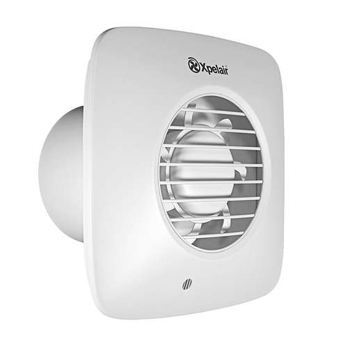 Xpelair XPDX100BTS Simply Silent DX100B 4'/100mm Square Bathroom Fan With Timer, 93018AW_base