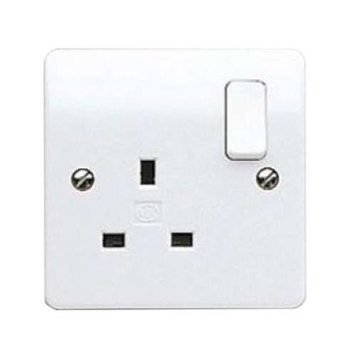 MK Electric Switch Socket Outlet White 1-Gang DP Dual Earth Terminals K2757WHI_base