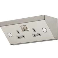 13A 2G Mounting DP Switched Socket - Stainless Steel with grey insert_base