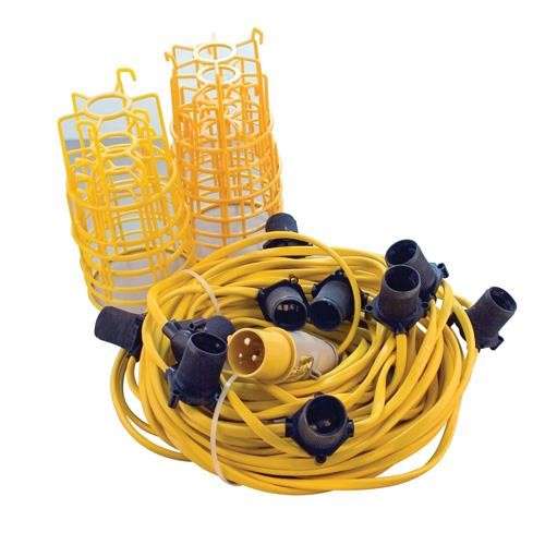 FS10BCSET 10 BC Holders 25m Yellow Flex 110V Lamp Holders And Guard Lamps included_base