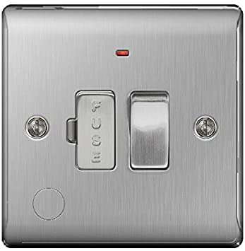 BG Nexus NBS53 Brushed Steel 13A Fused Connection Unit With Neon & Flex Outlet_base