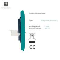 Trendi Switch ART-TLP+PCBT 2 Gang RJ45 Cat 5e PC Ethernet & Telephone Slave Sockets, Bright Teal