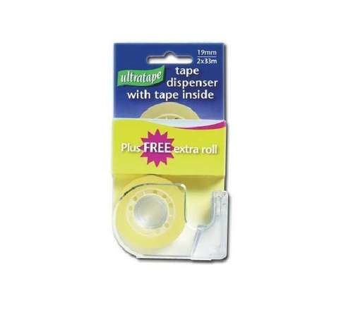 Ultratape CT1933DISP Tape Dispenser with 2 Rolls of Clear Tape 19mm x 33m_base