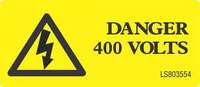 HISPEC LS803554 Danger 400 Volt c/w Triangle Do Not Remove Safety Label_base