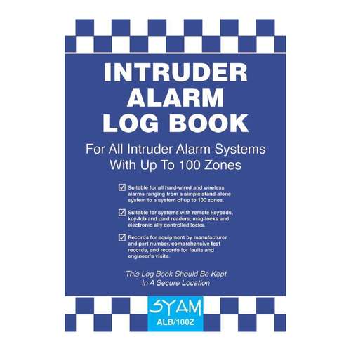 SYAM ALB/100Z Intruder Alarm Log Book For Alarms & Access Control A4 Format_base