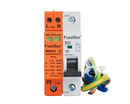 FuseBox SPDCUKITT2 32A MCB Single Pole T2 Surge Protection Device_base