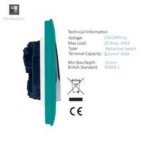 Trendi Switch ART-SSR2BT 2 Gang Retractive Home Automation Switch, Bright Teal