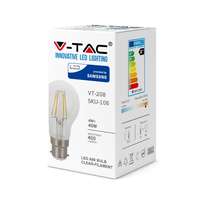 V-TAC VT106 LED Filament Bulb-Clear Cover Glass A60 Samsung Chip 3000K B22 4W_base