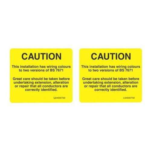 HISPEC LS4035T50 High-Quality Electrical Safety Labels Caution Wiring Colors X2_base