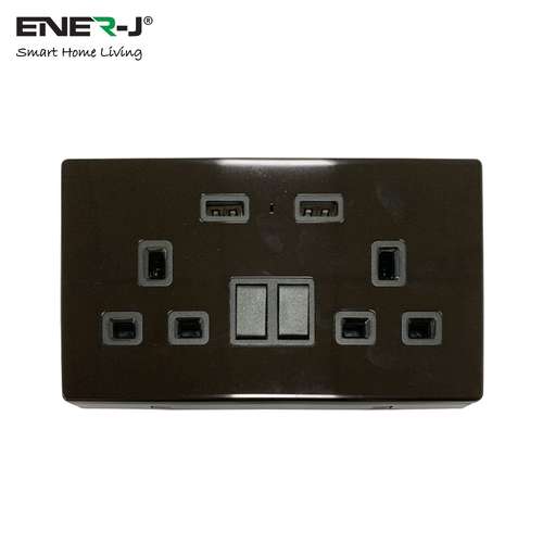 ENER-J SHA5282 Smart Twin Wall Sockets with USB 2 USB Ports 13A (Black)_base