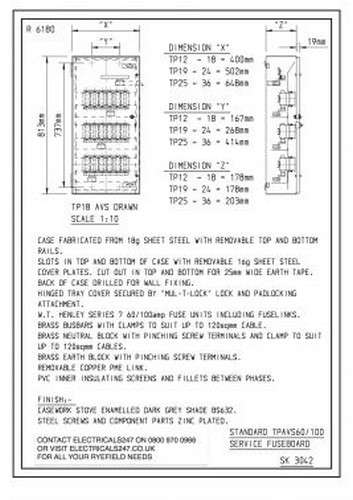 TPN 21 Way Ryefield Board 100A Fuse Units TP21AVS100 - Ryefield ...