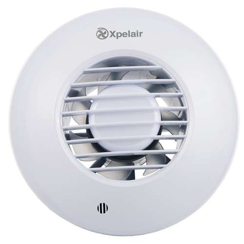 Xpelair XPLV100HTR Simply Silent LV100 4'/100mm Round SELV Bathroom Fan With Humidistat And Timer And Wall Kit, 93014AW_base