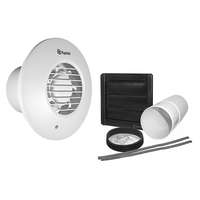 Xpelair XPLV100PR Simply Silent LV100 4'/100mm Round SELV Bathroom Fan With Pullcord And Wall Kit, 93013AW_base
