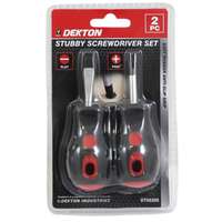 Dekton DT65205 2PC Stubby Screwdriver Set Included 6mm Flat and Pozi_base