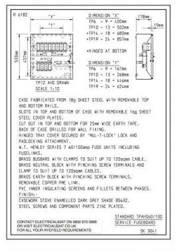 TPN 6 Way Ryefield Board 60A Fuse Units TP6AHS60 - Ryefield ...
