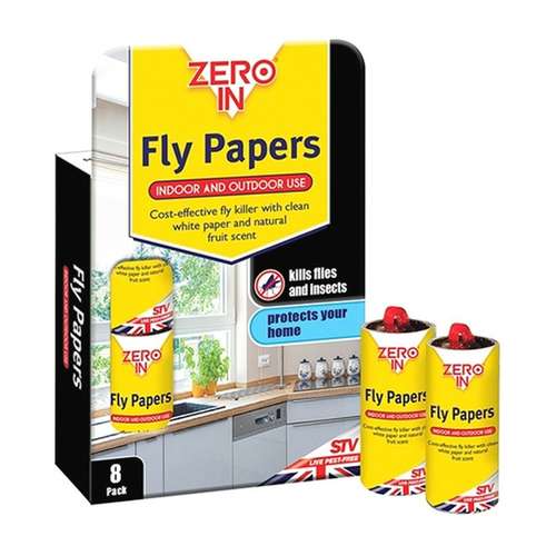 Zero In ZER878 Sticky Fly Papers for Flies and Insects 8 Pack_base