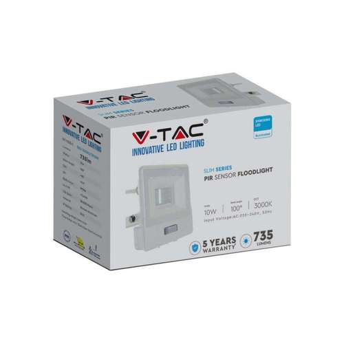 VT-118S-1 10W PIR SENSOR FLOODLIGHT WITH SAMSUNG CHIP & CABLE(1M) COLORCODE:3000K WHITE BODY