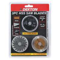 Dekton Dt80502 3 Piece Mini Blades- HSS Saw, Diamond Cutting & Tct Wood Blade_base