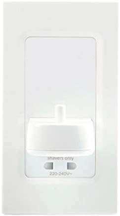 ELECTRIC TOOTH BRUSH IN WALL SINGLE CHARGER WITH SHAVER SOCKET, WHITE, IP44