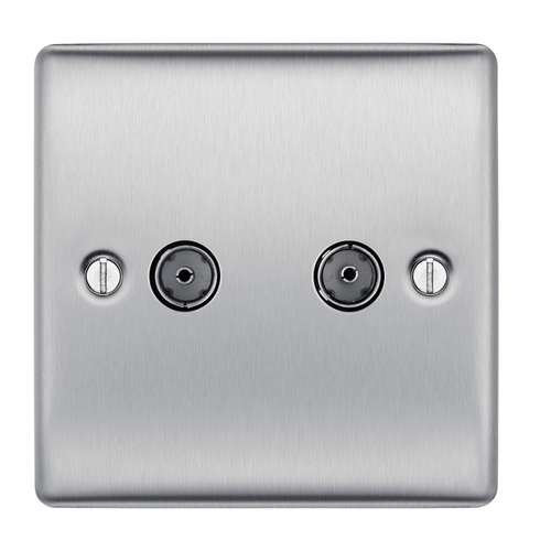 BG Nexus NBS61 Metal Brushed Stainless Steel Double TV/FM Co-axial Socket_base