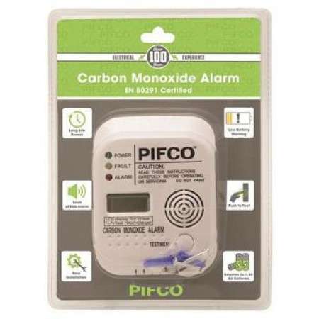 PIFCO ELA1160 Carbon Monoxide Alarm CO Detector Battery Operated with LCD Display - White_base