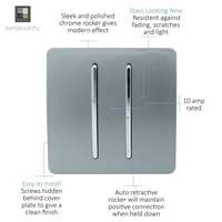 Trendi Switch ART-2DBCG 2 Gang Retractive Doorbell Switch, Cool Grey