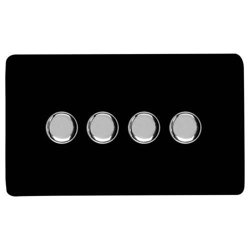 Trendi Switch ART-4LDMBK 4 Gang 1 or 2 way 150w Rotary LED Dimmer Light Switch, Piano Black