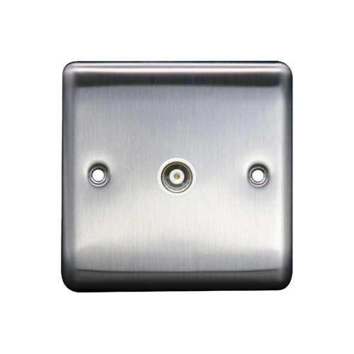 1G Coaxial Socket Brushed Chrome, White insert