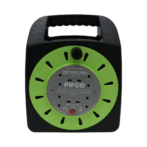 PIFCO WCR25CASS Heavy Duty Handbag Type Re-Settable Cable Reel 4 Way 25m_base