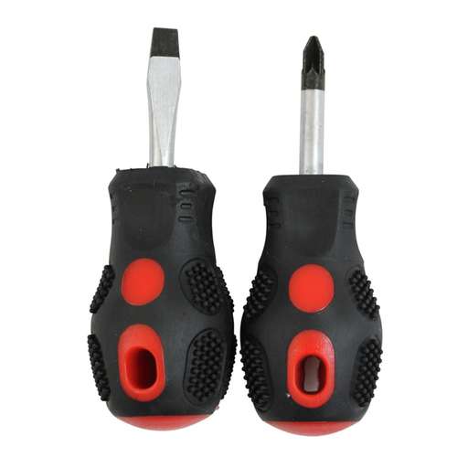 Dekton DT65205 2PC Stubby Screwdriver Set Included 6mm Flat and Pozi_base