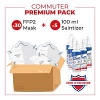 Anti Covid-19 Commuter Premium Pack of 30 KN95/FFP2 Respirators & 5 x 100ml Hand Spray Santitisers_base