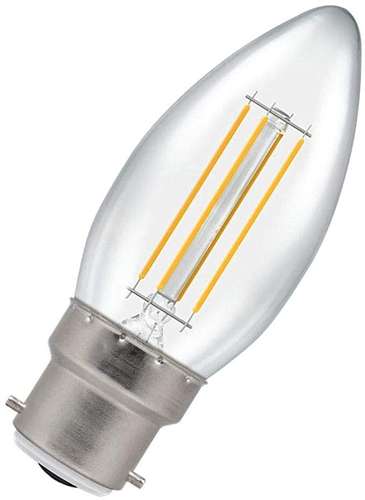 Crompton CRCAN5BCWW 5W LED Filament Candle Lamp Clear Dimmable 2700K BC-B22D_base