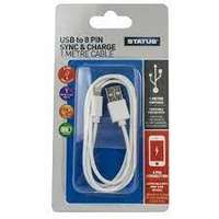 STATUS 8PINUSB1M 1m 8-Pin USB Data Transfer & Charging Cable White for iPhone_base