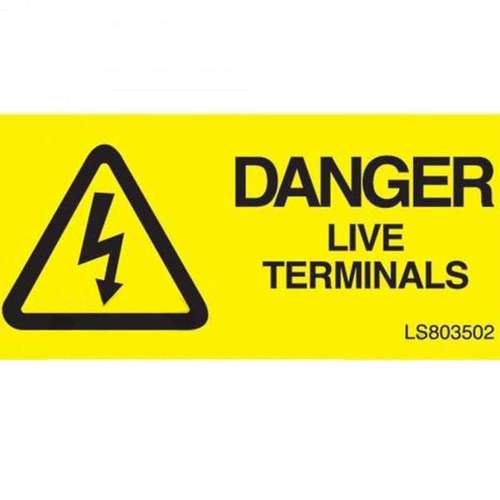 HISPEC LS803502 High Quality Danger Live Terminals Electrical Safety Labels_base