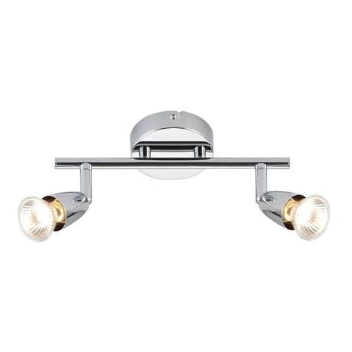 Saxby SAX43278 Amalfi Twin Spotlight Bar - Ceiling Mounted 2 Light Spotlight Fitting Polished Chrome_base