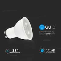V-TAC VT21511 5W LED Plastic Bulb GU10 Spotlight With Samsung Chip White 6400K