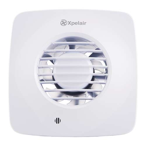 Xpelair XPLV100S Simply Silent LV100 4'/100mm Square SELV Bathroom Fan With Wall Kit, 93031AW_base