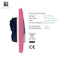 Trendi Switch ART-2DBPK 2 Gang Retractive Doorbell Switch, Pink