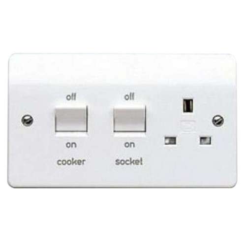K5060WHI 45 Amp Cooker Switch & Socket & Flush - White Moulded