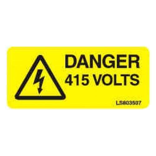 HISPEC LS803507 Danger 415 Volt c/w Triangle Do Not Remove Safety Label_base