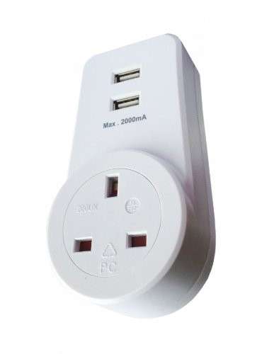 PLUG-IN ADAPTOR WITH 2 USB OUTLETS MAX 2000mA - PERFECT FOR IPAD/IPHONE_base