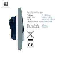 Trendi Switch ART-2DBCG 2 Gang Retractive Doorbell Switch, Cool Grey