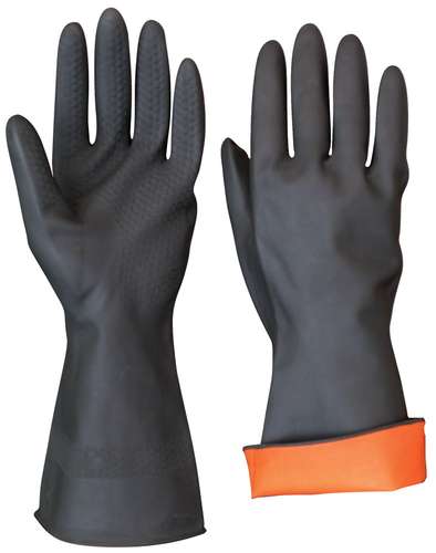 B460-M High-Quality Medium Heavy Duty Black Latex Industrial Rubber Gloves 1 Pair_base