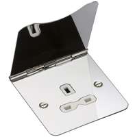 13A 1G unswitched floor socket - polished chrome with white insert_base
