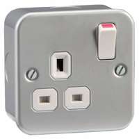 MCSKTSW1GUSB Metal clad 1 Gang DP 13A Switched Socket with USB 5V Charger Ports_base