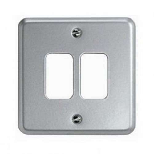 MK Electric Cover Front Plate Metal Clad for 2 Gang Switch Module K3492ALM_base