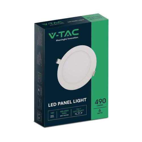 VT-61106 6W LED MINI PANEL COLOUR CODE: 3 IN 1,  ROUND, CCT